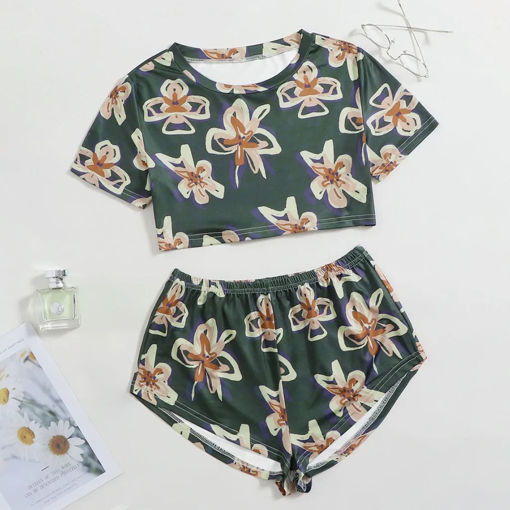 2020 летний женский костюм сексуальный из двух предметов с принтом фруктов и