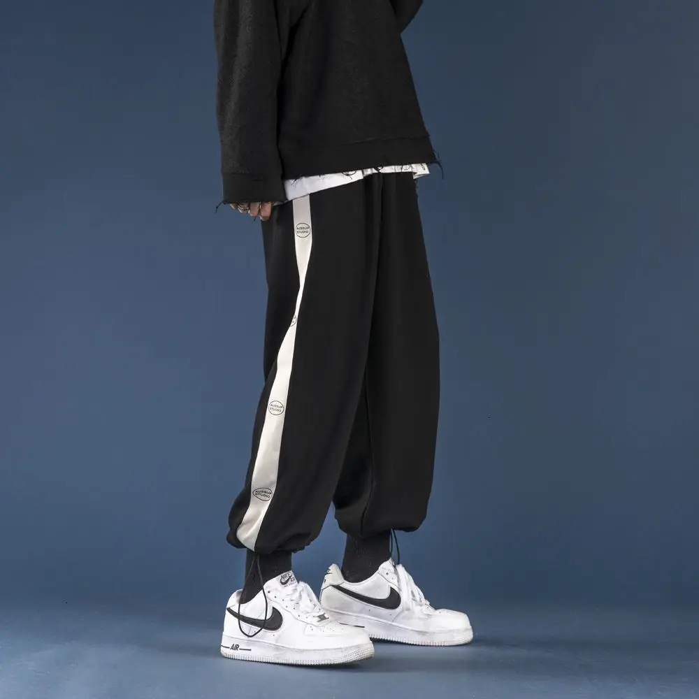 

Neploha Men's Kpop Streetwear Ankle-Length Pants 2021 Fashion Harajuku Straight Pants Male Casual Oversize Sweat Pants