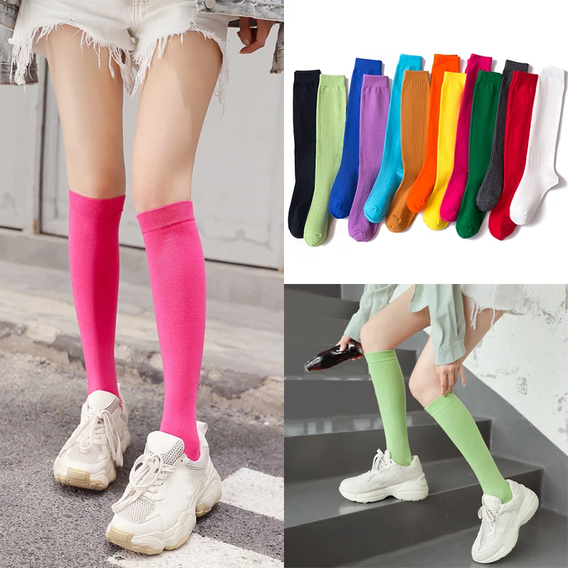

Candy Color Casual Stockings Knee Socks Women Knee Highs Socks Knee-high Stockings Calf Length Calf Socks Soft Girls Stockings