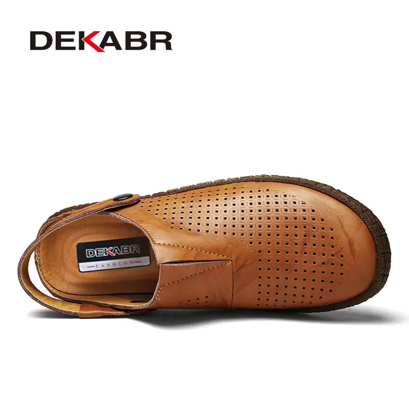 Мужские сандалии из сплит кожи DEKABR коричневая летняя пляжная повседневная обувь