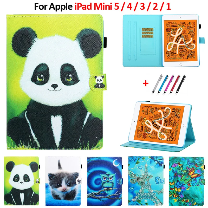 Чехол для iPad Mini 4 с милой пандой совой кошкой кожаным бумажником и подставкой