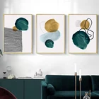 Абстрактная Акварельная зеленая Геометрическая линия, мининалистическая Картина на холсте, настенные художественные принты, постер, картина для гостиной, украшение для дома