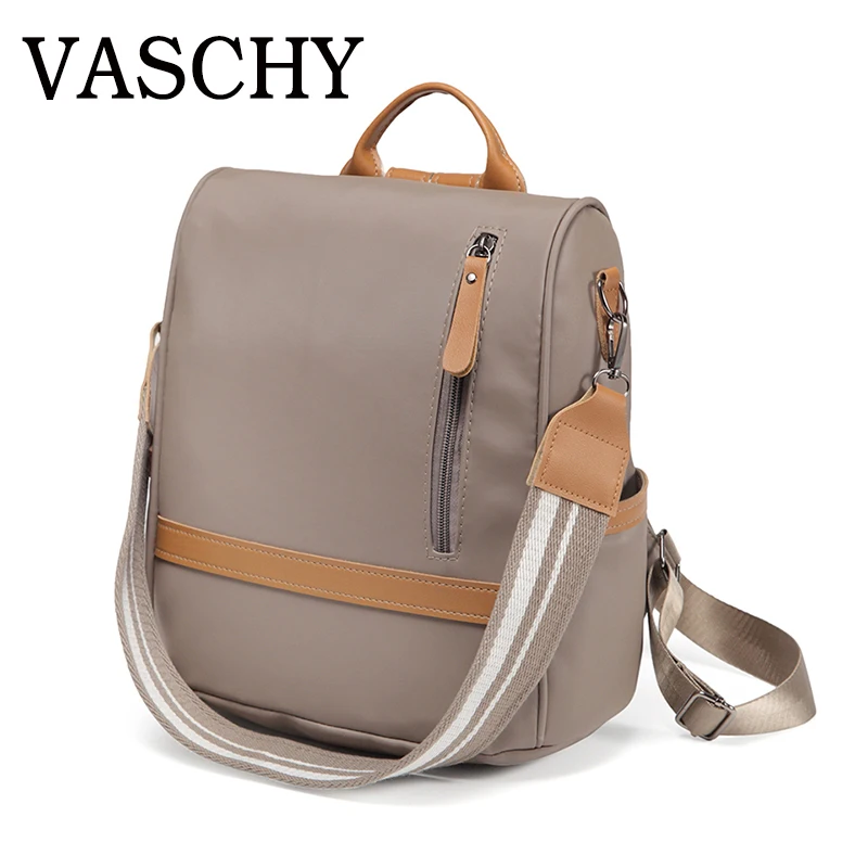 VASCHY Women Anti-theft Backpack Purse Nylon Shoulder Bags Large Capacity Backpack Female Mini Bags Rucksack