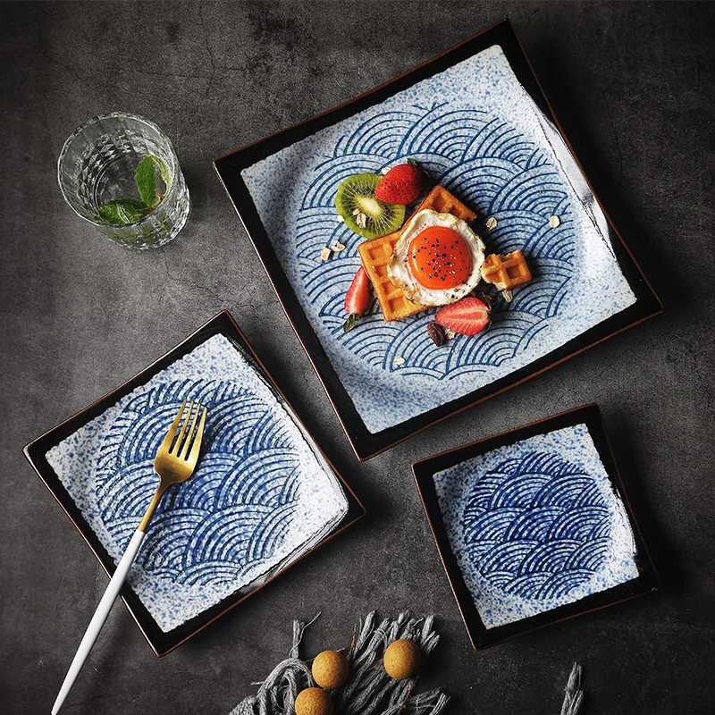 

Japanese Style Ceramic Sushi Plate Square Plate Dessert pPate Dessert Plate Home Flat Plate Restaurant Retro Plate