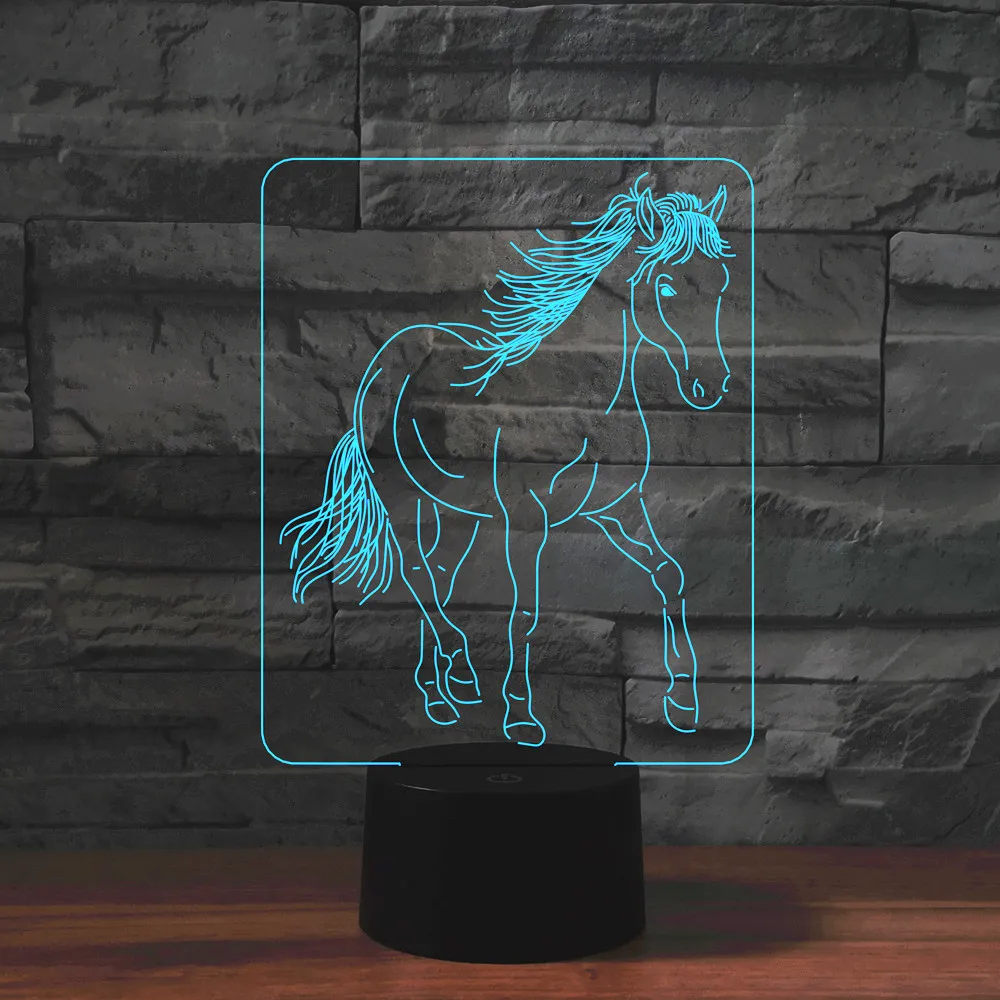 3d-ночники с рисусветодиодный лошади настольная лампа USB-разъемом в виде животных