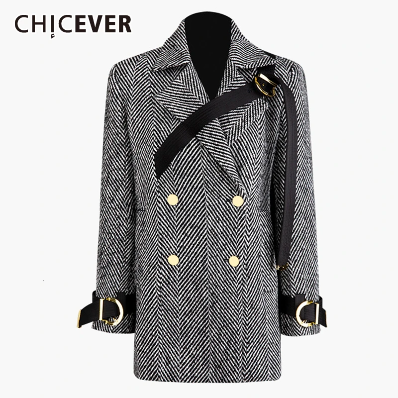 Женский Асимметричный костюм CHICEVER полосатый блейзер с отложным воротником и