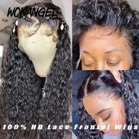 invisible 13x4 full lace frontal wigs hd lace closure wigs pre plucked deep wave curly wig 5x5 lace closure wig for black women