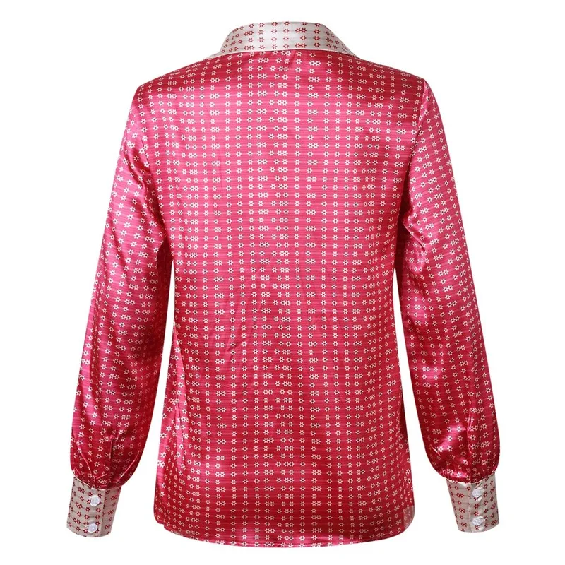 

LOSSKY Autumn Sexy Notched Collar Fashion Floral Print Boho Blouse 2020 Women Long Sleeve Loose Shirt Button Tops Blouses Femme