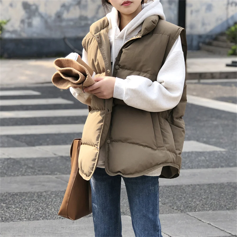 

동대문 2021 Loose Vest Coats Hot All Match Warm OL Winter Jackets Thicken Lady Padded Cotton Parka Fashion Women Casual New