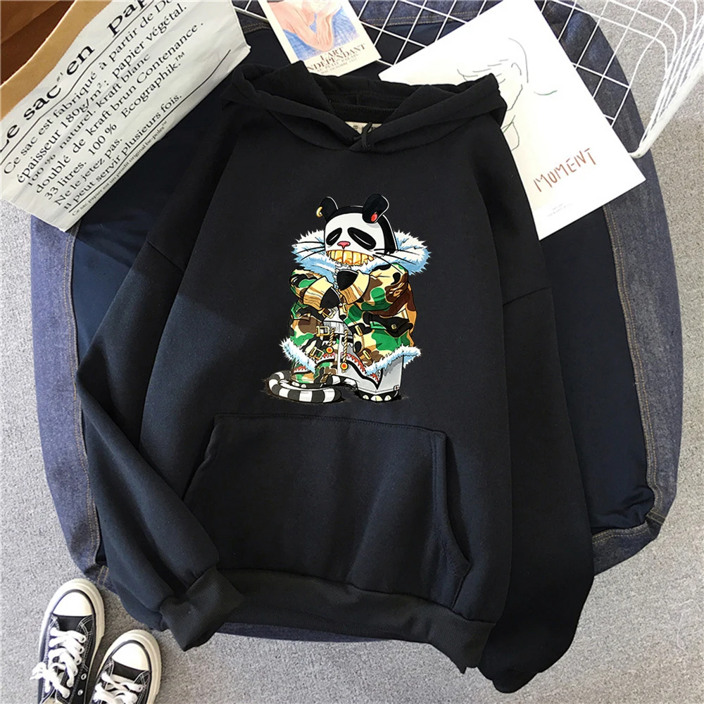 

Kalten Panda Druck Weibliche Sweatshirt Hip Hop Top 2021 Mode Neue Weiche Hoodie Herbst Lose Crewneck Frau Hoodies