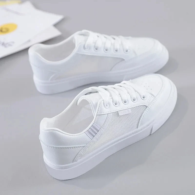 

Woman Sneakers Girls White Mesh Shoes Breathable Hole Vulcanized Shoes Women 2021 Summer Sweat Absorption Sneakers