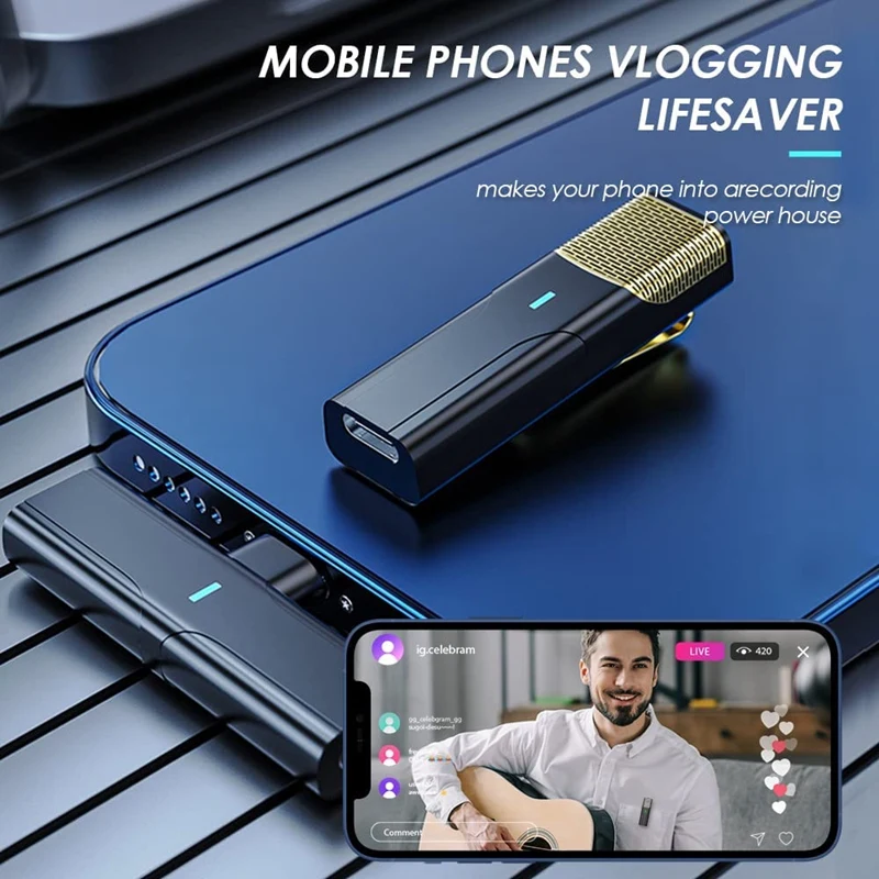 Wireless Lavalier Microphone for Type-C Interface Video Recording Plug-Play Mini Lapel Clip on Mic Live/Interview | Электроника