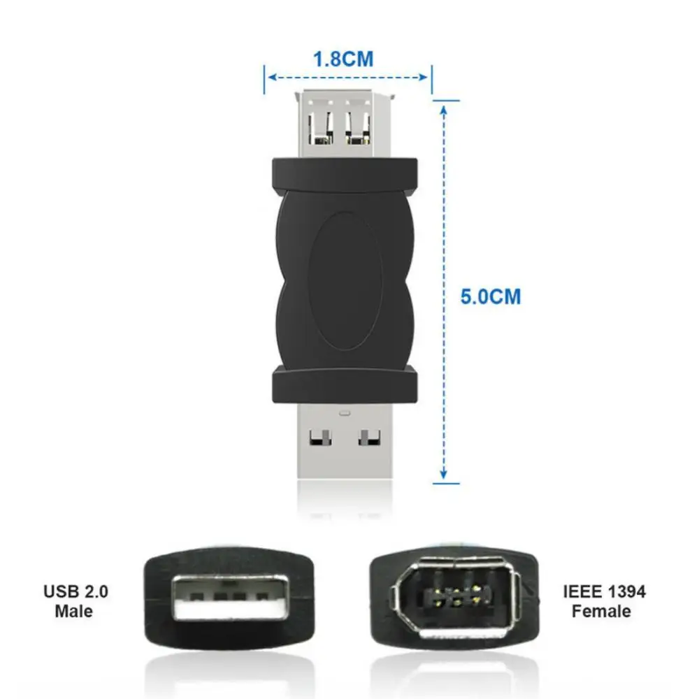 1/2PCS USB Connector 6pin USB 2.0 1394 Female Jack To A Male Plug Adapter Firewire IEEE 1394 To USB Male Plug Convertor