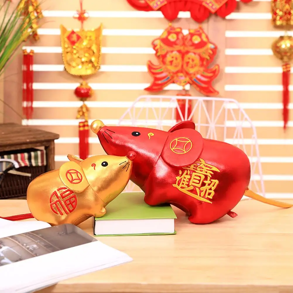 

1PCS Cute Blessing Plush Doll Mouse Shape Toy for New Year Party Decoration