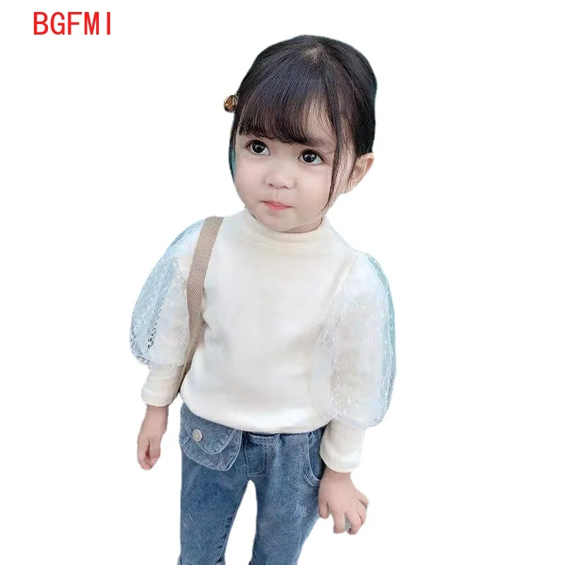 

Cotton Girls Baby Bottoming Shirt New Spring Autumn and Winter 2021 Kids Fashion T-shirt Lace long-sleeved blouse for Kid girl