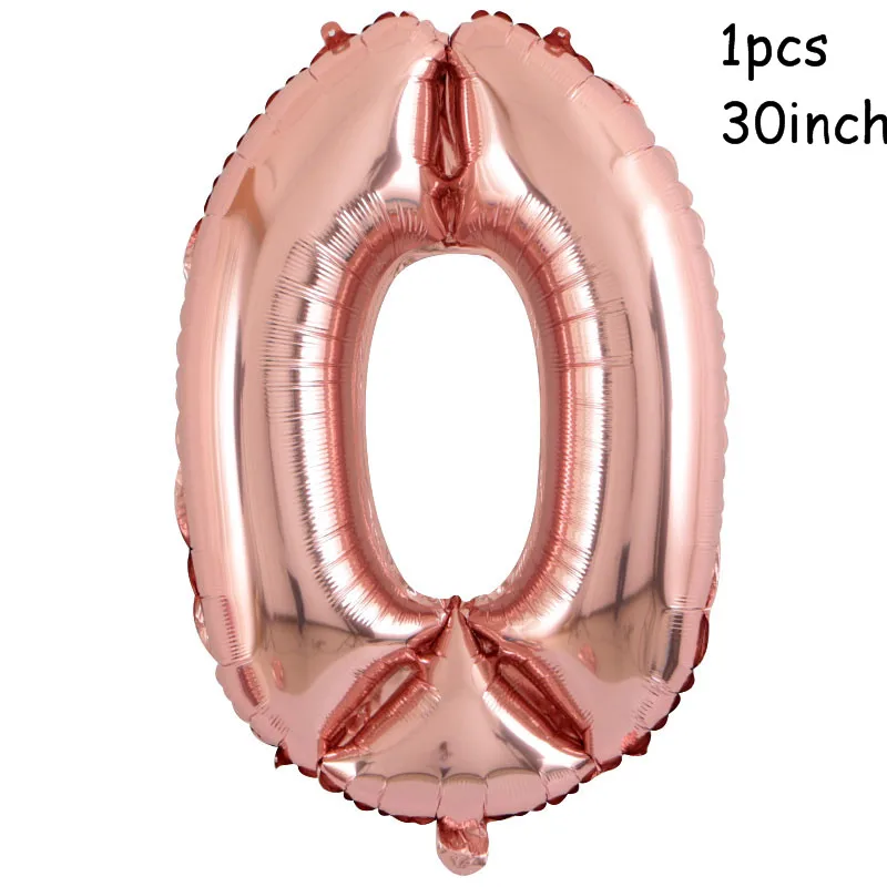 30 inch number 0 10 шт./лот, 18 дюймов, розовое золото, сердце, фольга, шары, свадьба, день рождения, вечеринка, декор для детского душа, принадлежности, подарки на день Святого Валентина - Цвет: 30 inch number 0