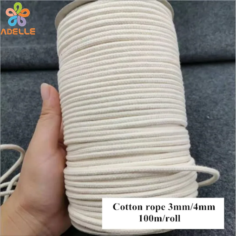 Естественный цвет 3/4 мм плетеный 100% из хлопчатобумажного каната 21С с сильное ядро