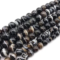 top grade natural black stripes agates dzi stone beads round loose beads 6 8 10 12mm for jewelry making necklace bracelet diy