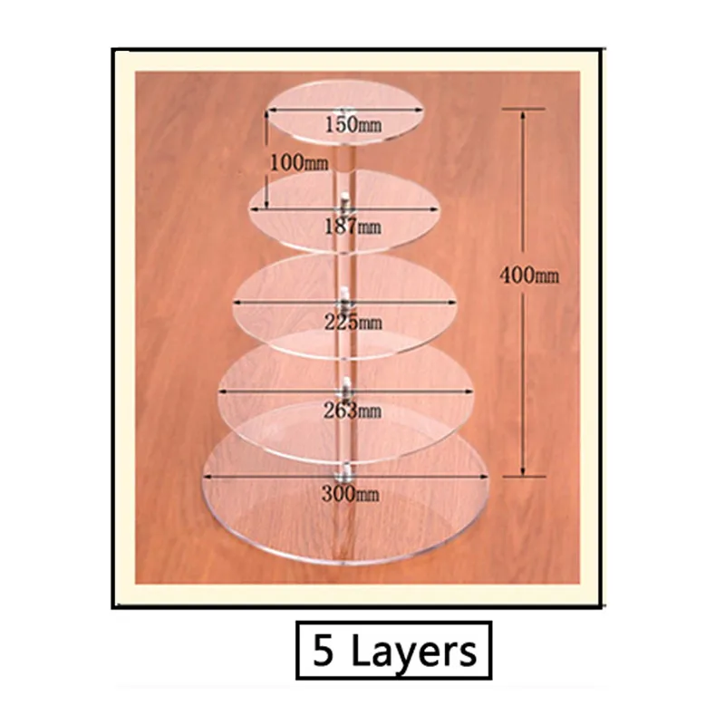 5 Layers Подставка для торта, круглая акриловая, 3/4 ярусов, подставка для кекса, для сборки и разборки, инструменты для дома, дня рождения, вечерние, украшения, подарок - Цвет: 5 Layers