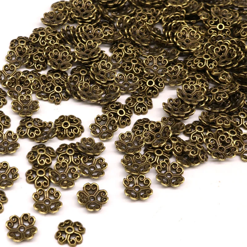 8 мм 200 шт./лот Цветочные золотые бусины Концевики металлические шапочки из сплава