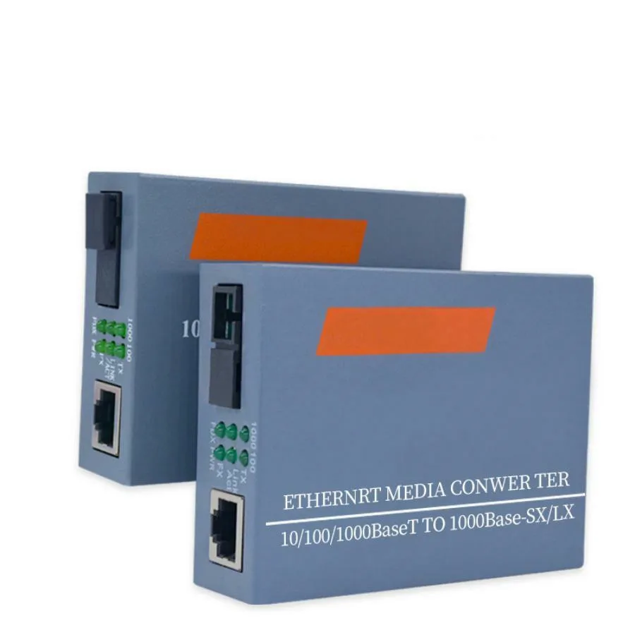 1 Pair Fiber Optic Ethernet Media Converter Gigabit 10/100/1000 Single-mode Single Fiber Transceiver 3km Photolectric Transducer
