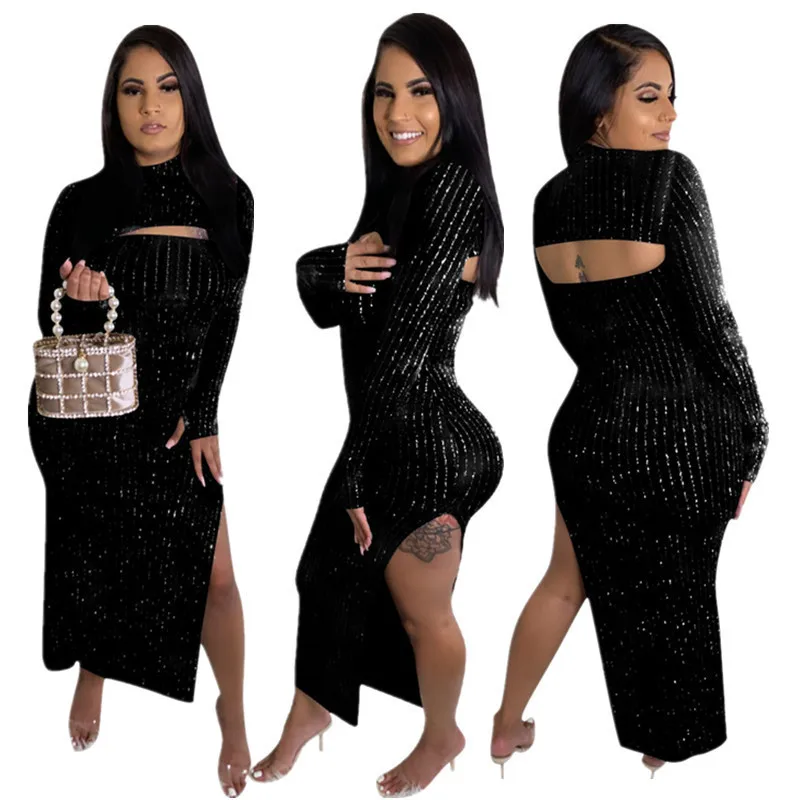 

2021 Woman Party Dress Fashion Newest Long Sleeve Office Lady O-Neck