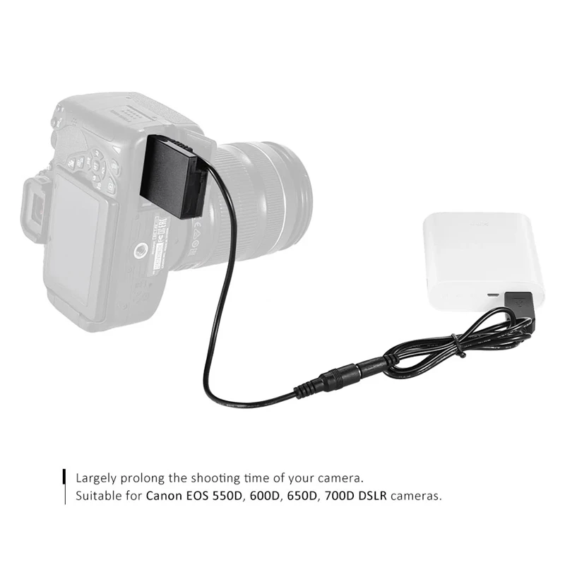 

DR-E8 Dummy Battery with DC Power Bank USB Adapter Cable Replacement For LP-E8 For Canon EOS 550D 600D 650D DSLR Cameras