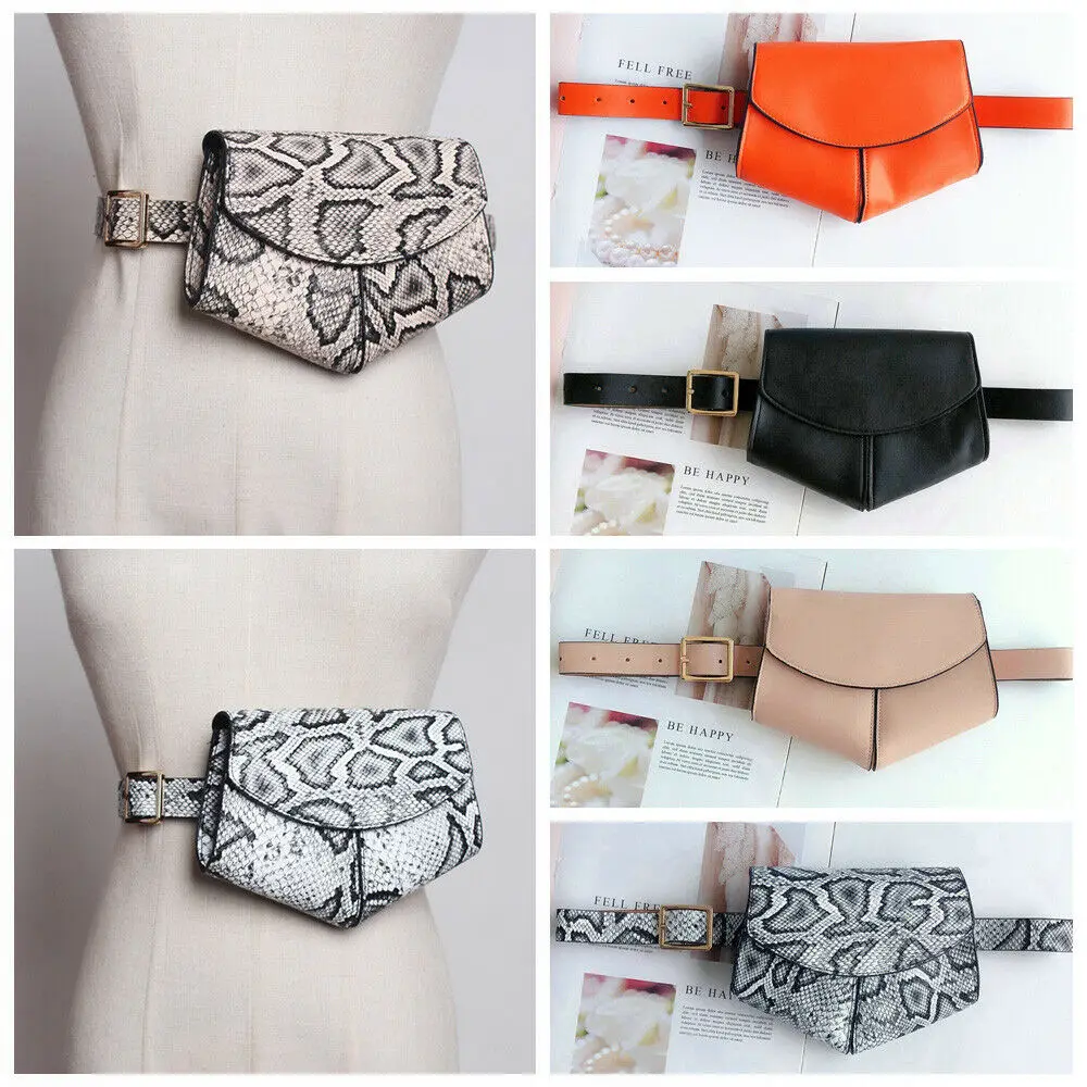 

New Women's Waist Bag Leisure Travel Heuptas Fanny Pack Mini Purse Fashion Snake Print Belt Bag