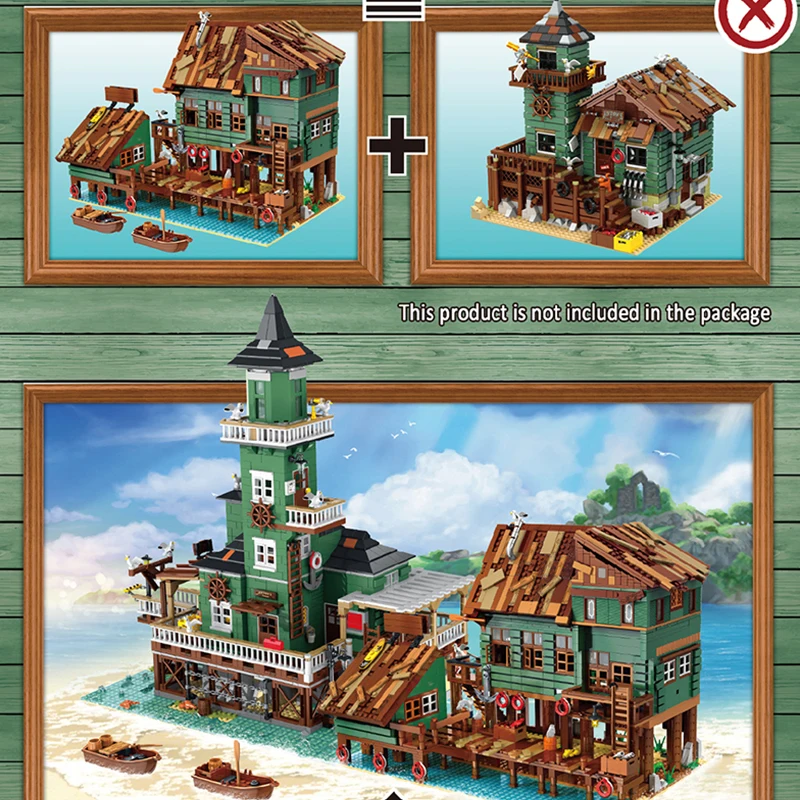 

New Creator Fisherman's Wharf Series Building Block Captain's Wharf House Restaurant Bricks Toys Birthday Gift For Adult