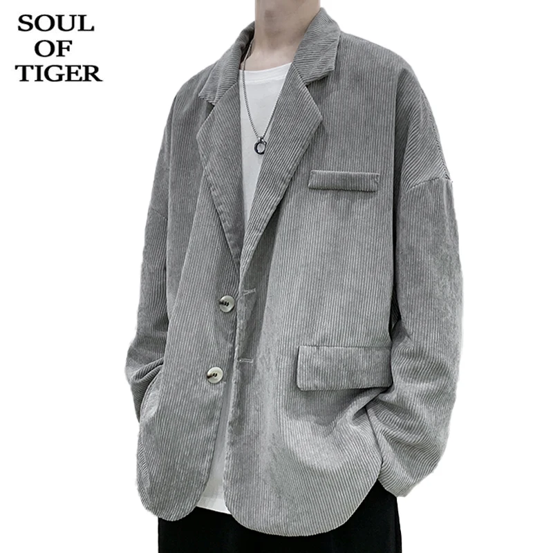 

Мужской вельветовый Блейзер SOUL OF TIGER, Повседневная Свободная винтажная куртка в Европейском стиле, пальто в стиле панк, весна 2019