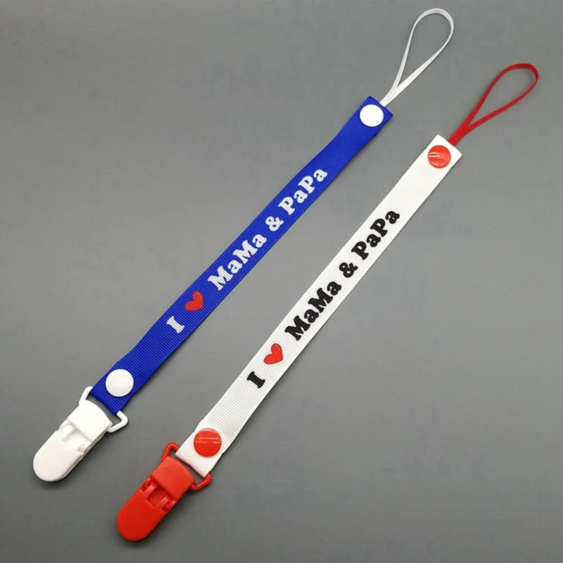 

Цепочка для соски I LOVE MAMA & PAPA, 1 шт., держатель для соски, соска для младенца, зажимы, цепочка для соска для младенцев