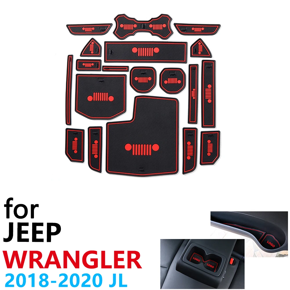 Противоскользящие резиновые чашки подушки двери паз коврик для JEEP Wrangler JL порт S Sahara 19 шт. аксессуары коврик для телефона