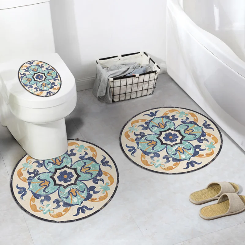 50 см круглый стикер обои паркет наклейки ванная комната туалет