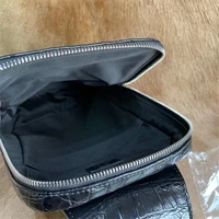 Authentic Real Crocodile Belly Skin Mens Casual Black Chest Bag Small Travel Purse Genuine Alligator Leather Male Messenger Bag