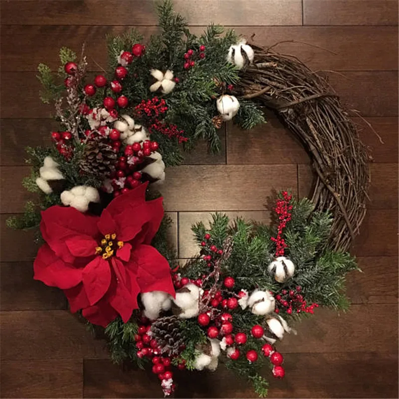 

1PC Artificial Flowers Wreath Home Garland Wall Hanging Door Knock Wedding Background Christmas Halloween Decor Fake Flowers