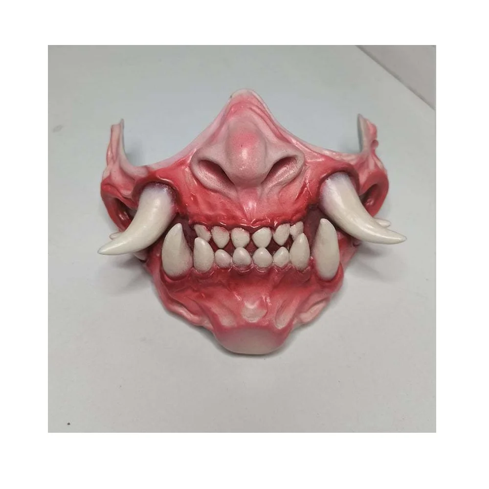 Страшная маска с острыми зубами клыки латексные маски на половину лица костюм