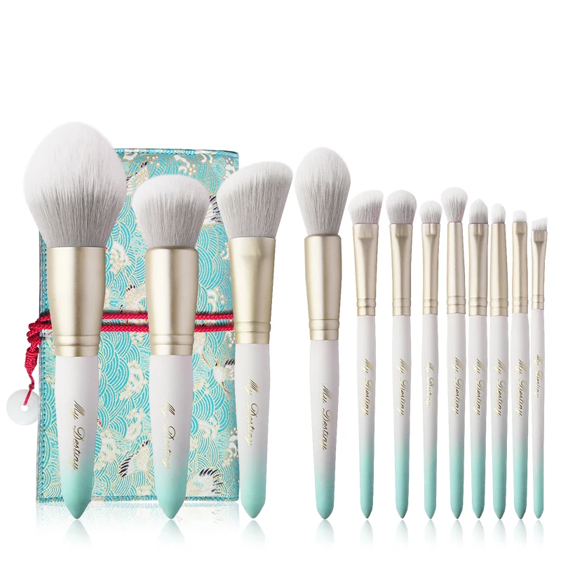 

MyDestiny makeup brush-Ice White 12pcs synthetic hair cosmetic brushes set-foundation&blush&powder&face&eye-cosmetic tools&pens
