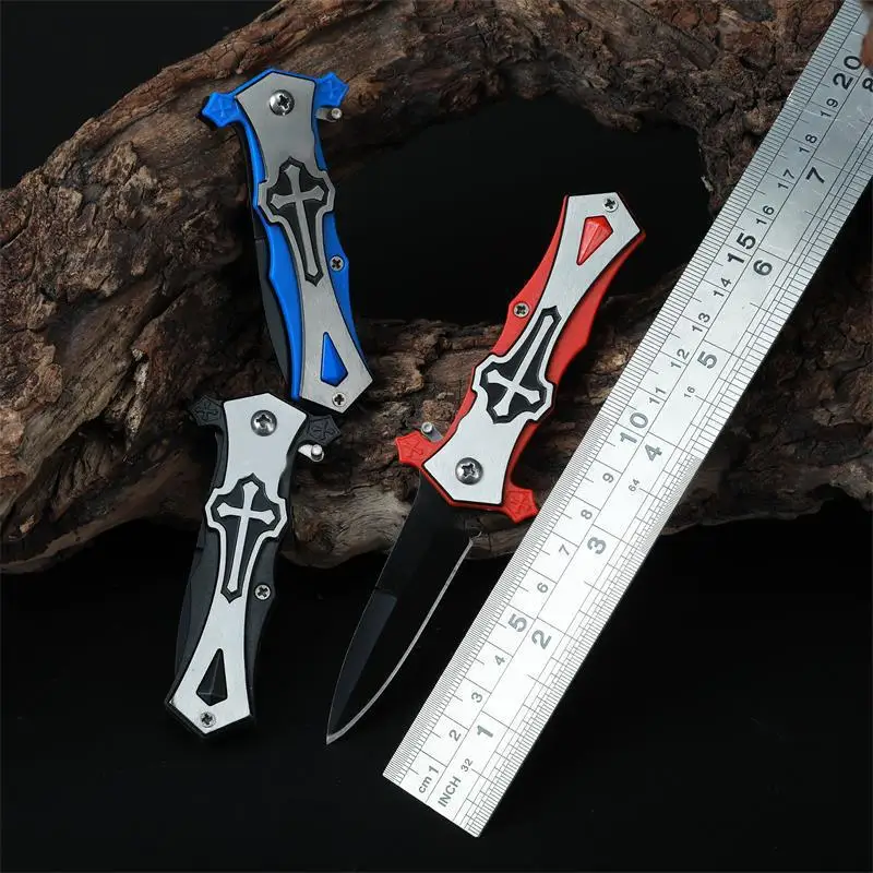 

2 Pieces Gift Knives Outdoor Mini High Hardness Folding Knife Fruit Knife Multi-function Cross Knife