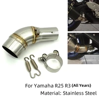 realzion motorcycle slip on middle exhaust link pipe adapter connector coating process for yamaha yzf r3 r25 yzfr3 2013 2020