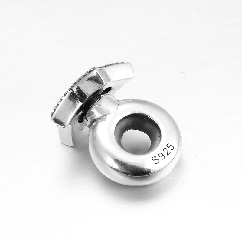 Настоящее 925 пробы серебро синий циркония звезда пробка бусины-разделители