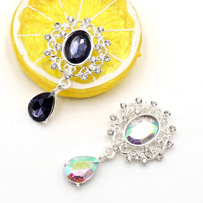 Новинка 10 шт. 27*48 мм овальные блестящие стразы из сплава акриловая подвеска