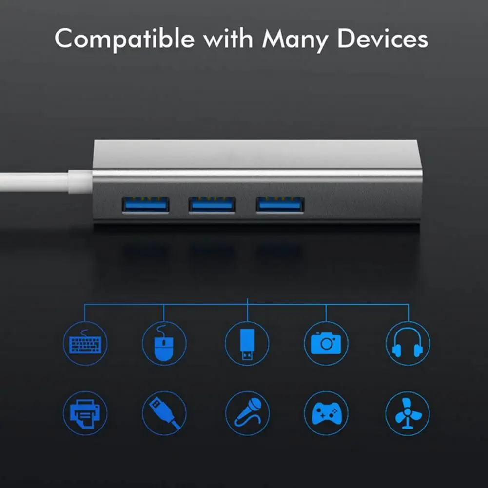 

USB3.0 Wire Hub LED Indicator Design Strong Heat Dissipation 4-in-1 Widely Compatible USB Hub for Computer
