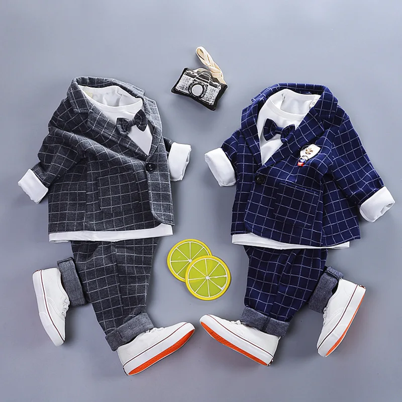 Демисезонная одежда для маленьких мальчиков Детские комплекты одежды хлопковая