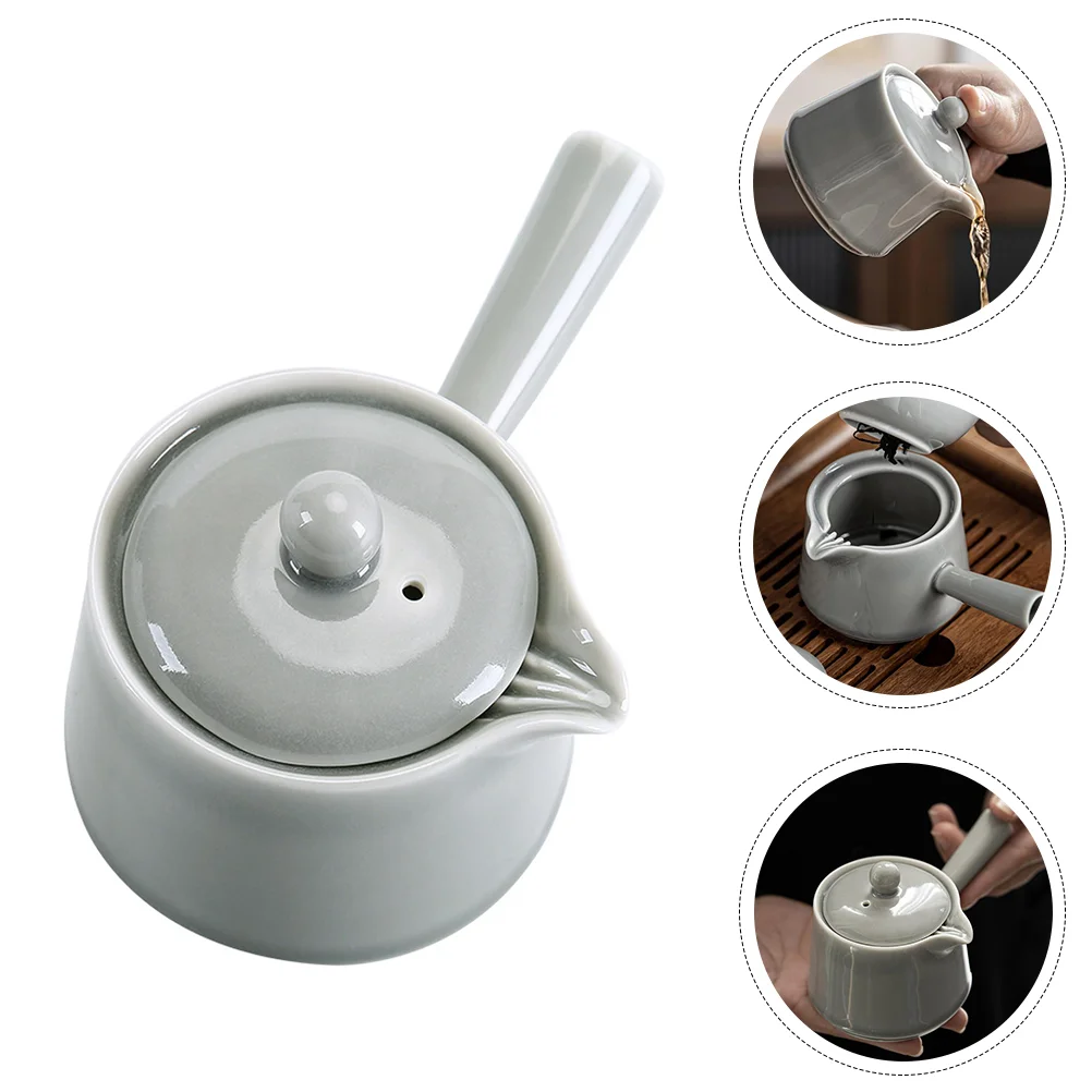 

1Pc Tea Pot with Side Handle Home Teaware Tea House Teaware (Light Grey)