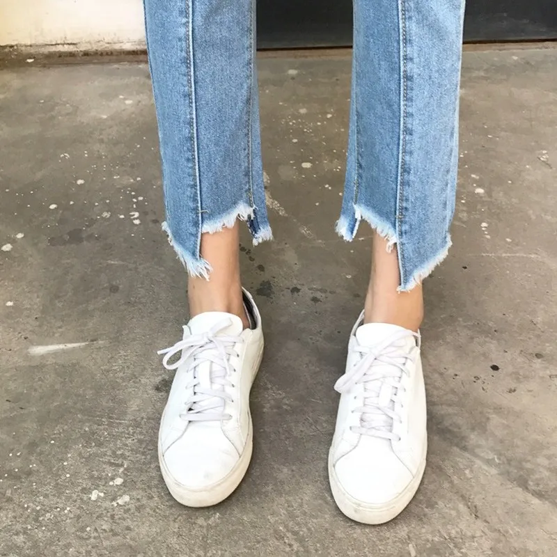 Женские джинсы с завышенной талией свободные прямые модные повседневные