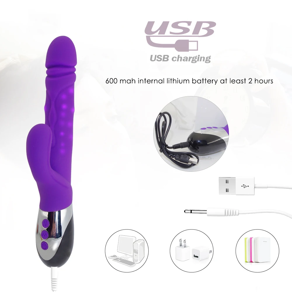 Женский Телескопический вибратор Мощный Кролик с 10 скоростями Двойной