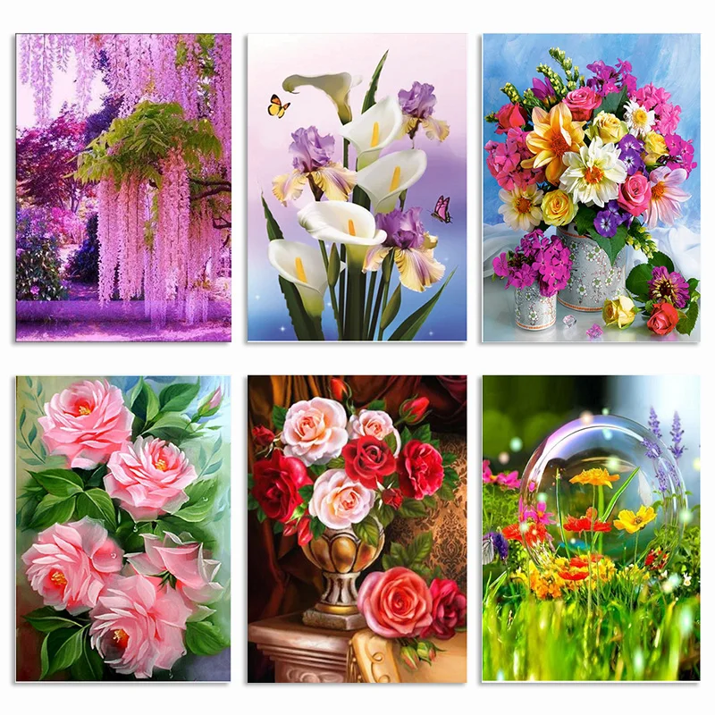 5D алмазная картина бабочка цветок розовая ива Подсолнух роза Орхидея вышивка