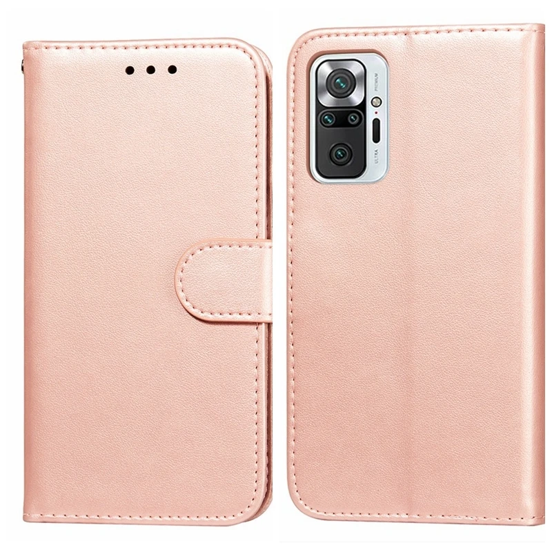 Кожаный чехол-книжка для Xiaomi Redmi Note 10 Pro 10S роскошный однотонный Чехол-бумажник с