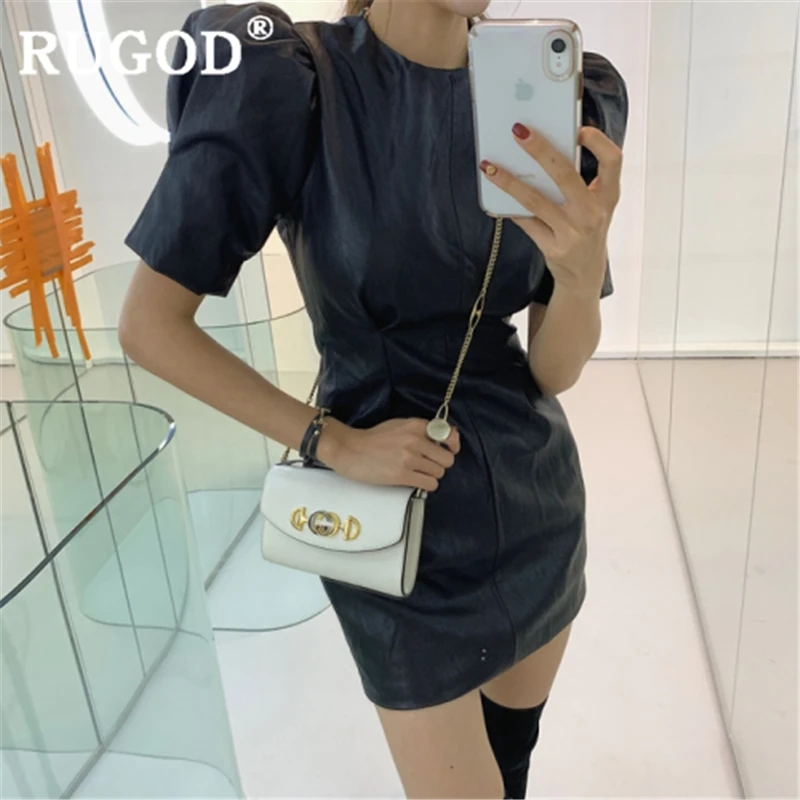 RUGOD винтажное однотонное мини платье женское Модное пышное ТРАПЕЦИЕВИДНОЕ