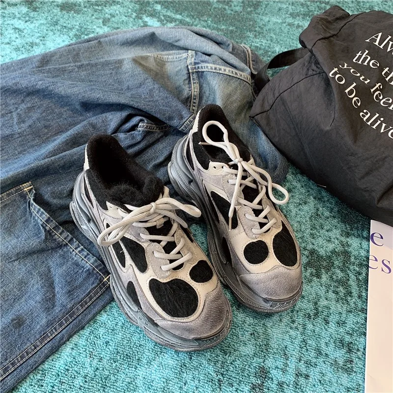 Женские кроссовки на платформе винтажные шнуровке уличная спортивная обувь